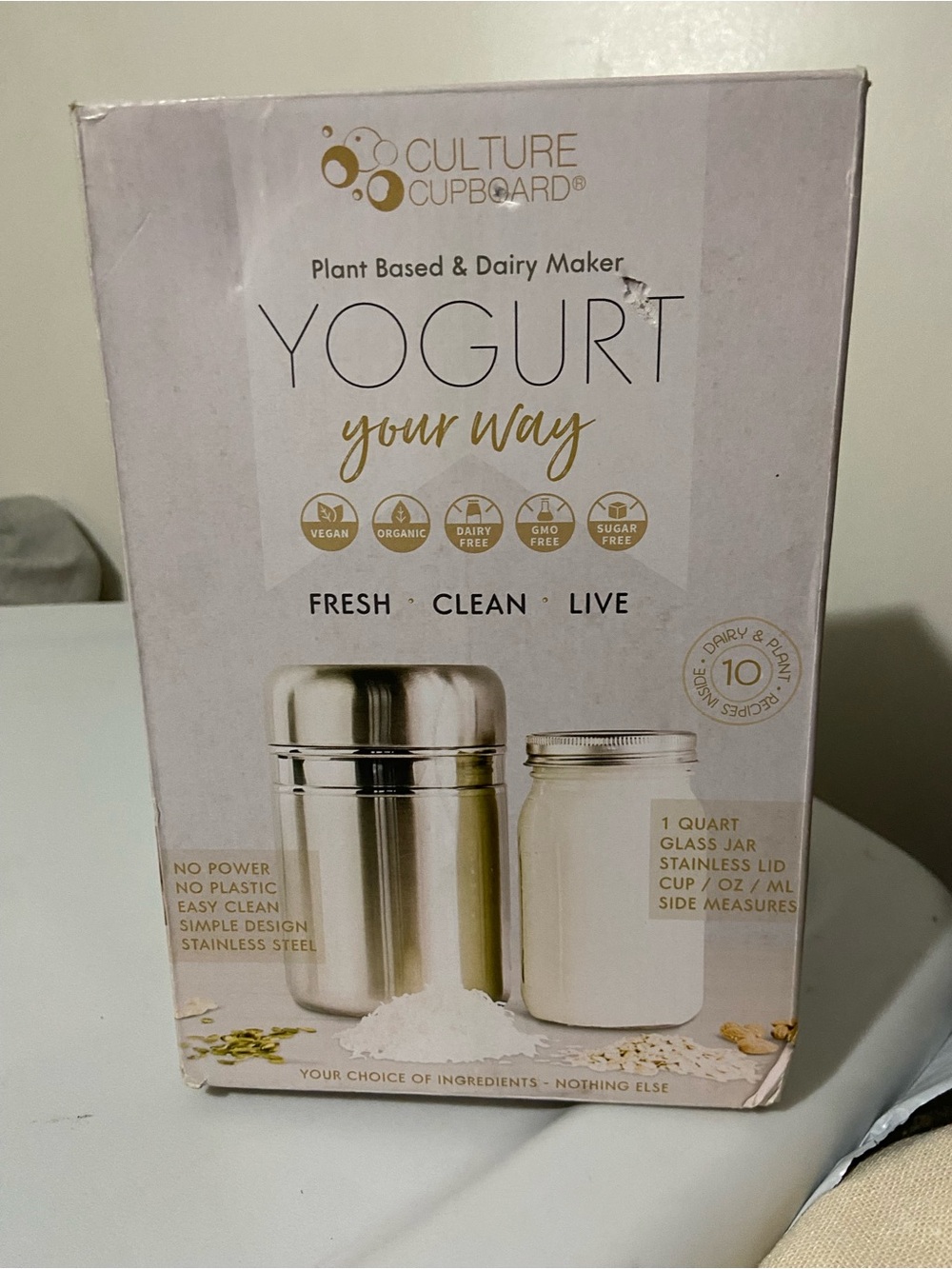 Culture Cupboard Yogurt Your Way Maker Stainless Steel Glass Jar 1 Quart